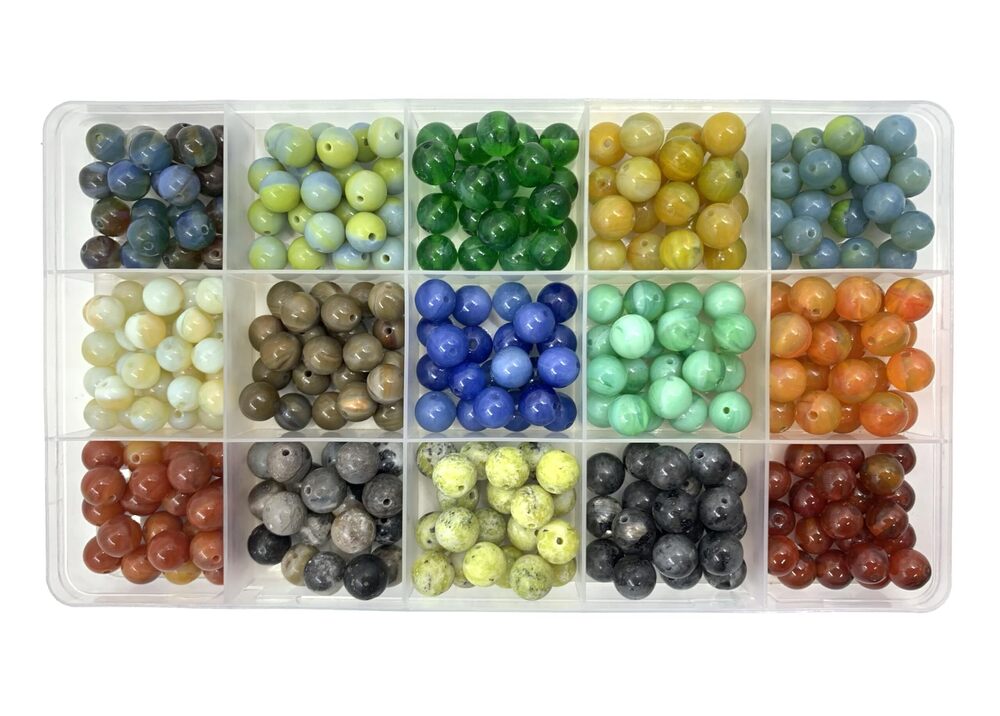 4592 300pcs 8 mm Natural Boulder Beads & amp; Synthetic Agate Energy Stone